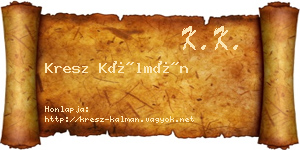 Kresz Kálmán névjegykártya